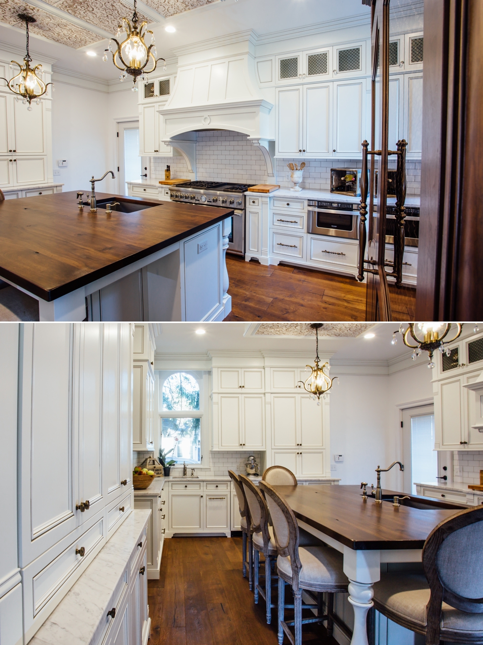 White Glazed Kitchen with Walnut Countertop