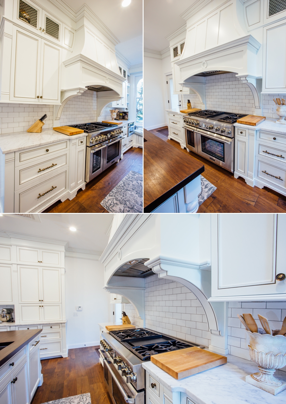 White Glazed Kitchen With Walnut Countertop